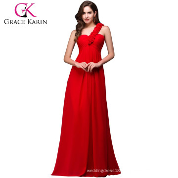 Grace Karin One Shoulder Rose Decoration Chiffon Long Bridesmaid Dress Patterns CL3402-1